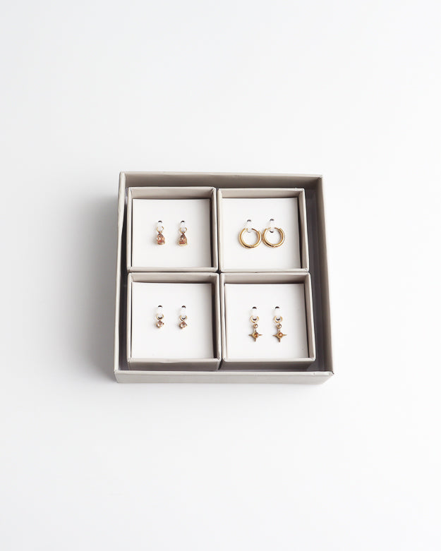 Birthstonebox - Orecchini – Set – Acciaio inossidabile