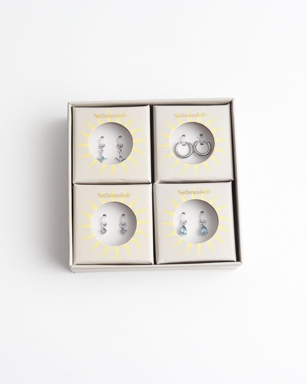 Birthstonebox - Orecchini – Set – Acciaio inossidabile