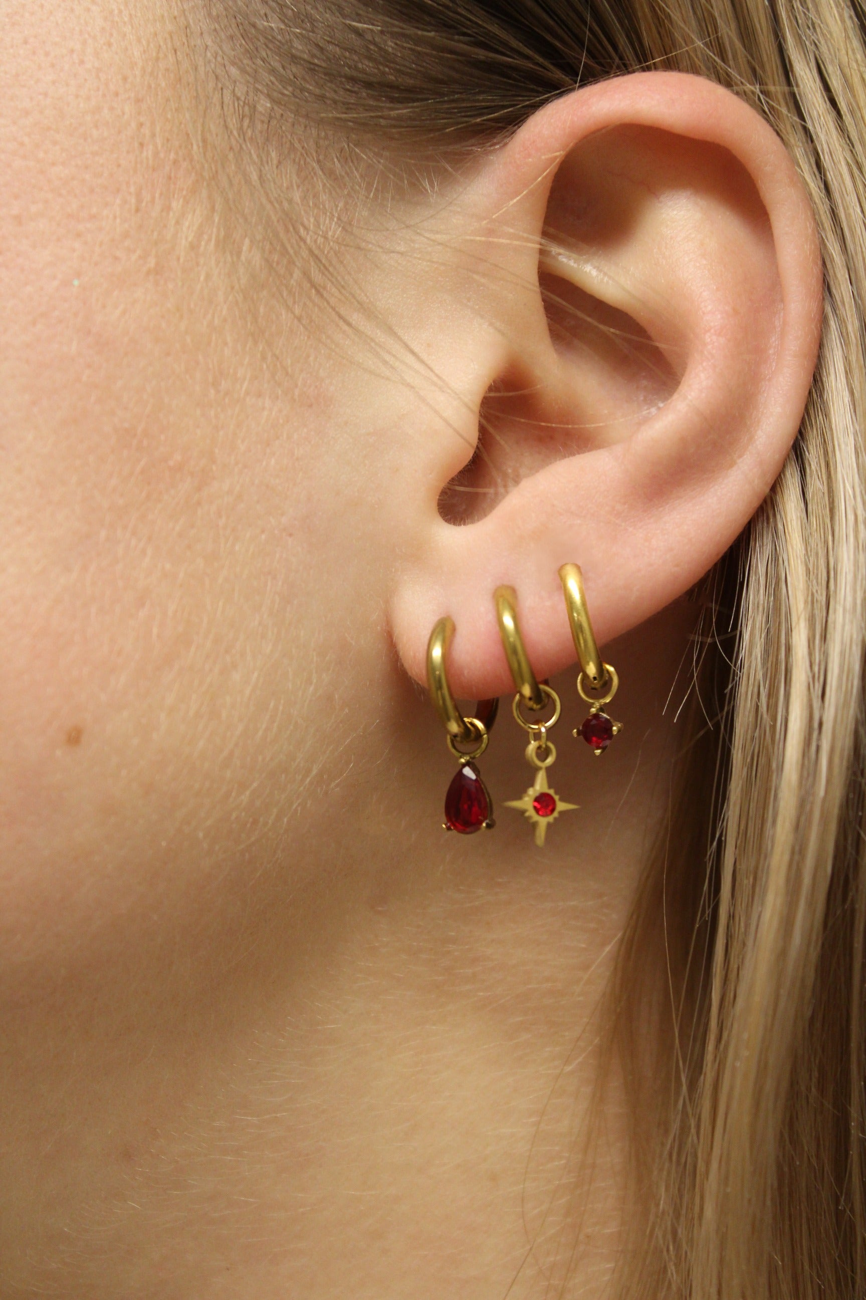 Birthstonebox - Orecchini – Set – Acciaio inossidabile