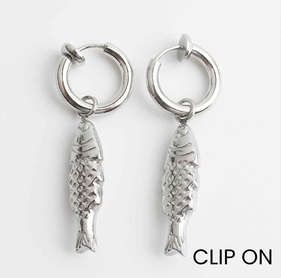 Fishy - Orecchini - Clip On - Acciaio inossidabile