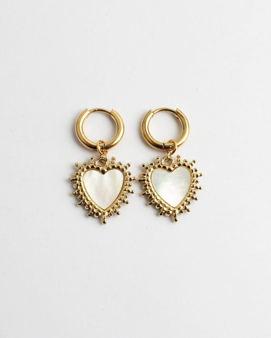 Big Shell Heart - Earrings - Stainless Steel