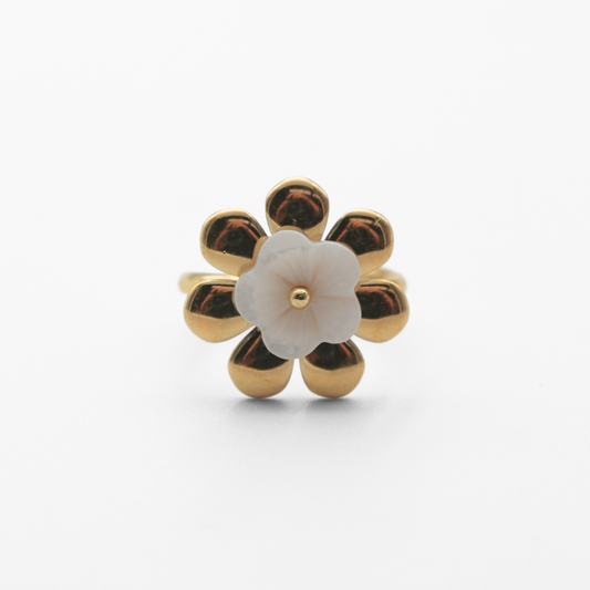 Fiore di conchiglia - Anello - Acciaio inossidabile - Regolabile