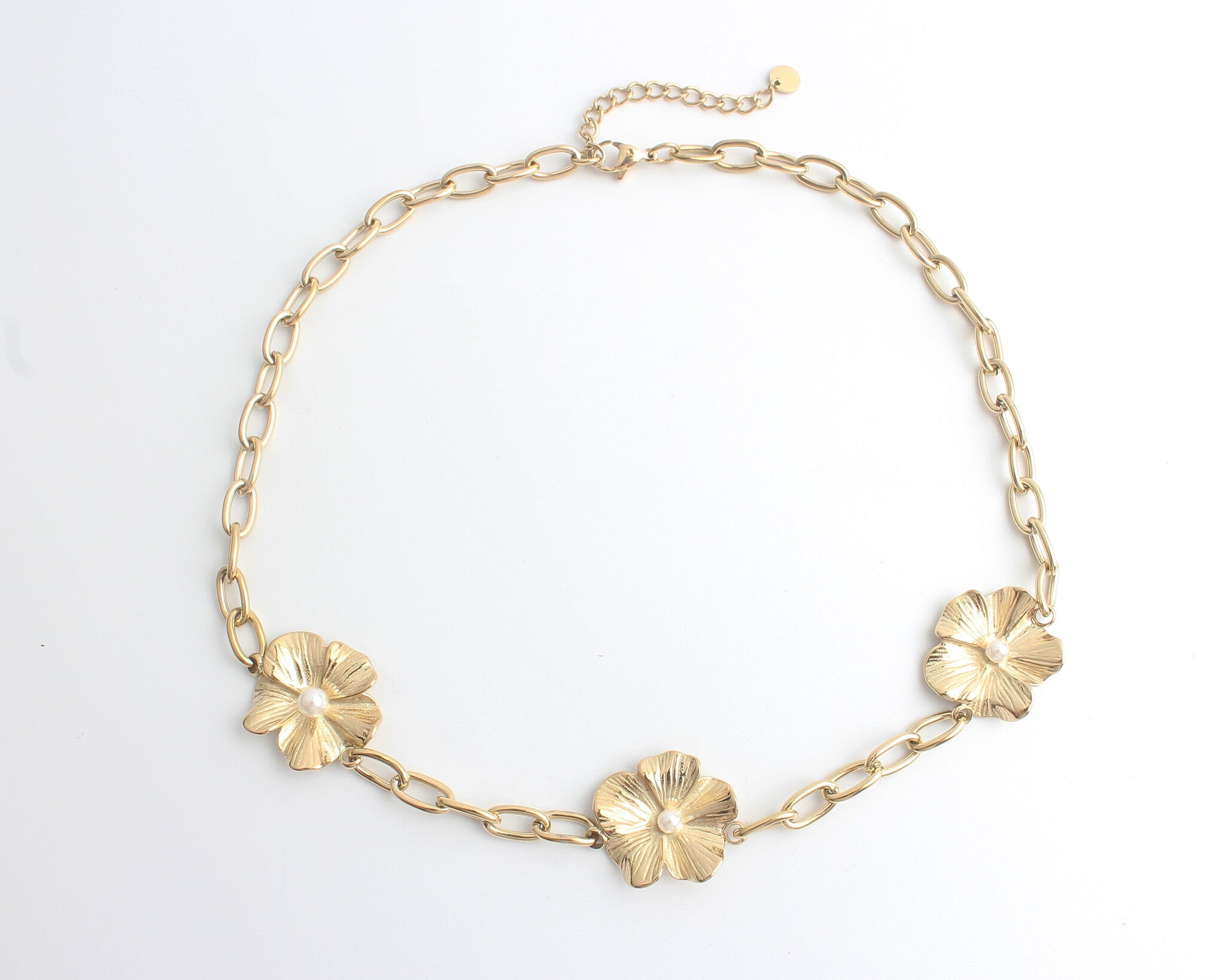 Three Flowers - Necklace - Stainless Steel