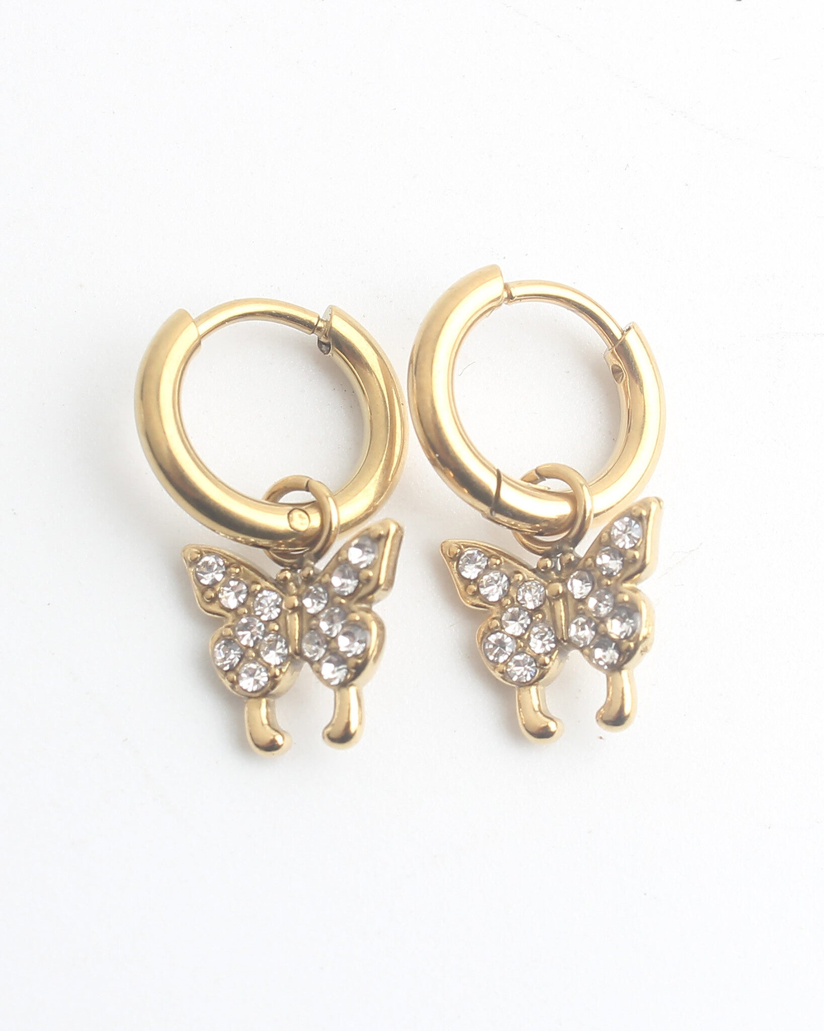 Sparkly Butterfly - Earrings - Stainless Steel