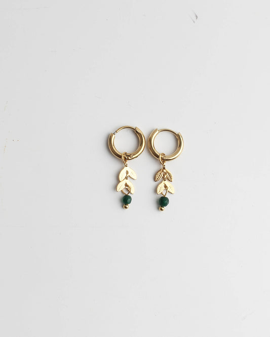 Stone Leaf - Orecchini - Pietra naturale - Acciaio inossidabile