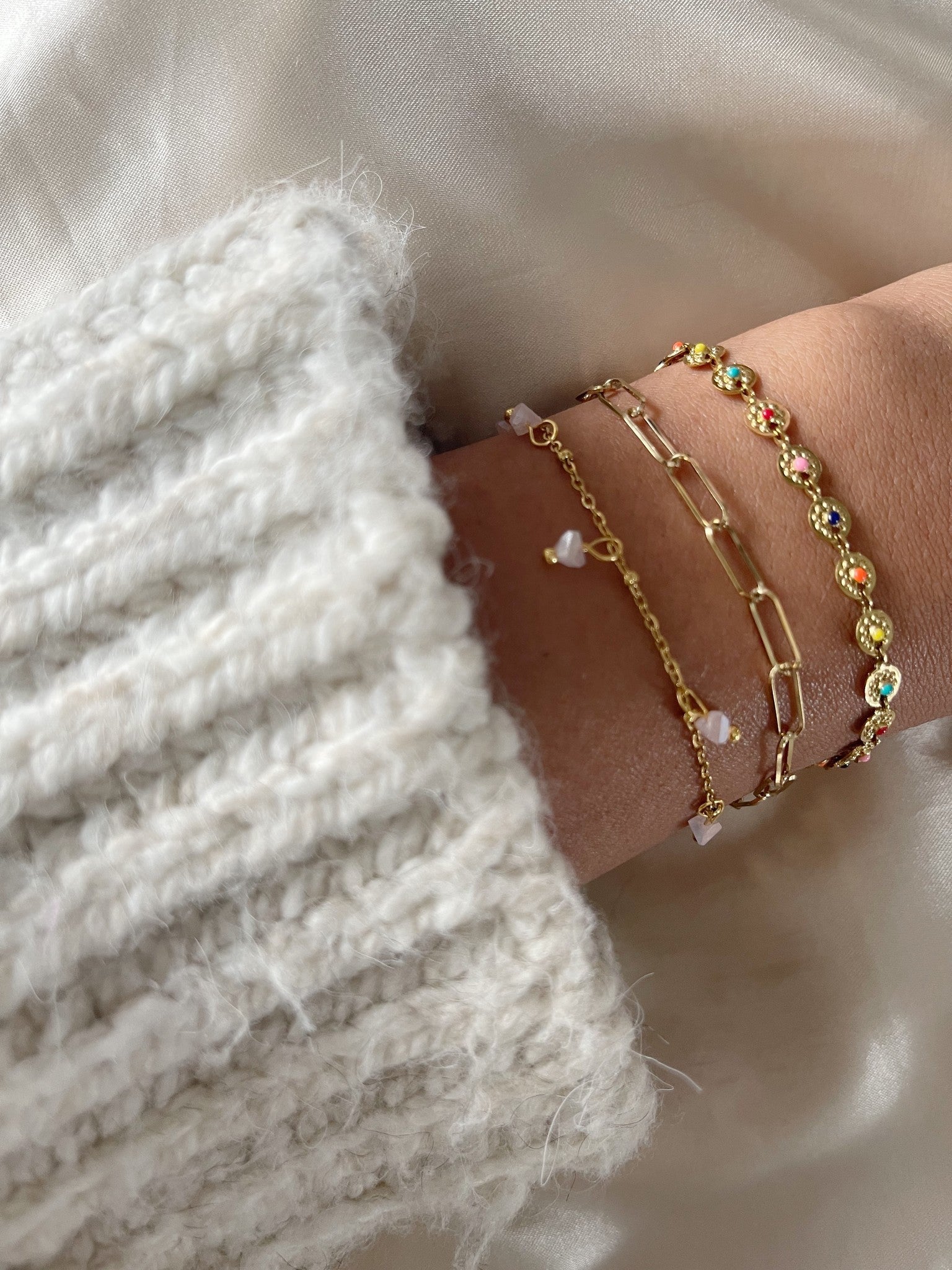 Colored Chain - Bracelet - 2 Layer - Stainless Steel