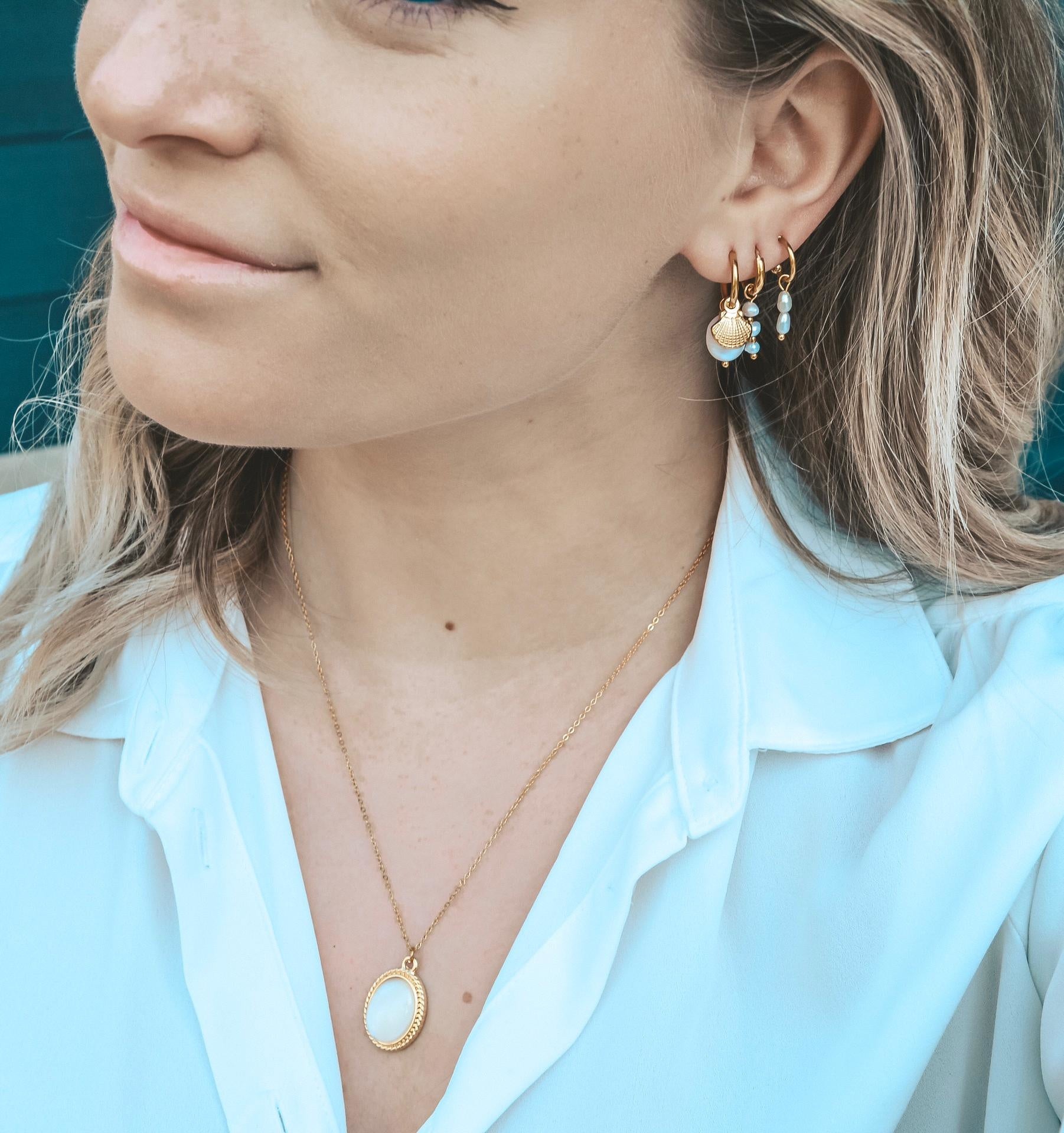 Mon Cheri - Earrings - Natural Stone - Stainless Steel