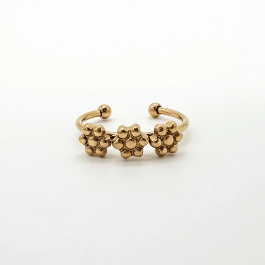 Trois Fleurs - Ring - Stainless Steel - Adjustable