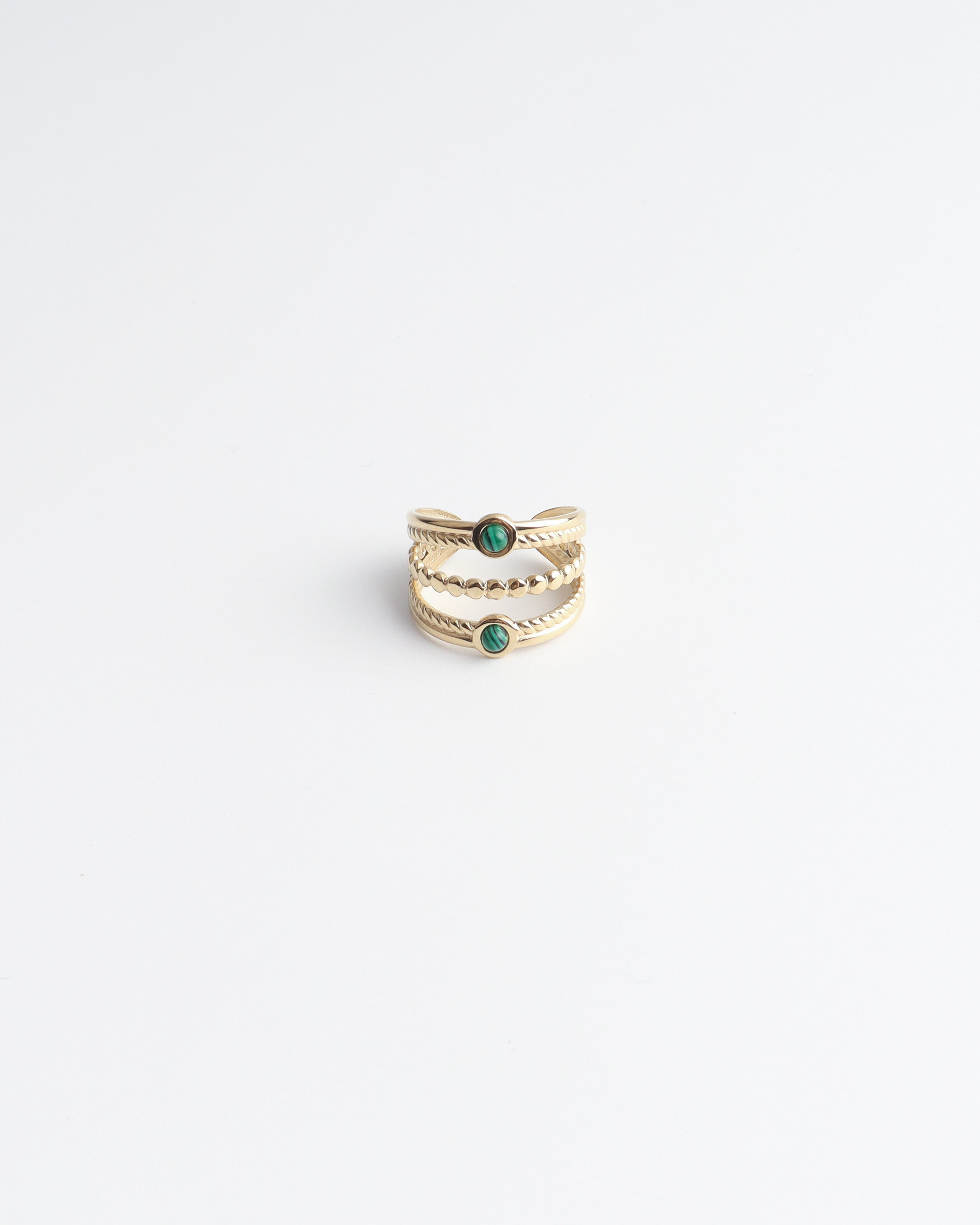 Michelle - Ring - Natural Stone - Stainless Steel - Adjustable