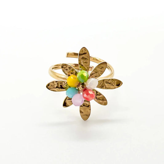 Colorful Flower - Ring - Stainless Steel - Adjustable