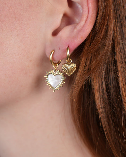 Big Shell Heart - Orecchini - Acciaio inossidabile