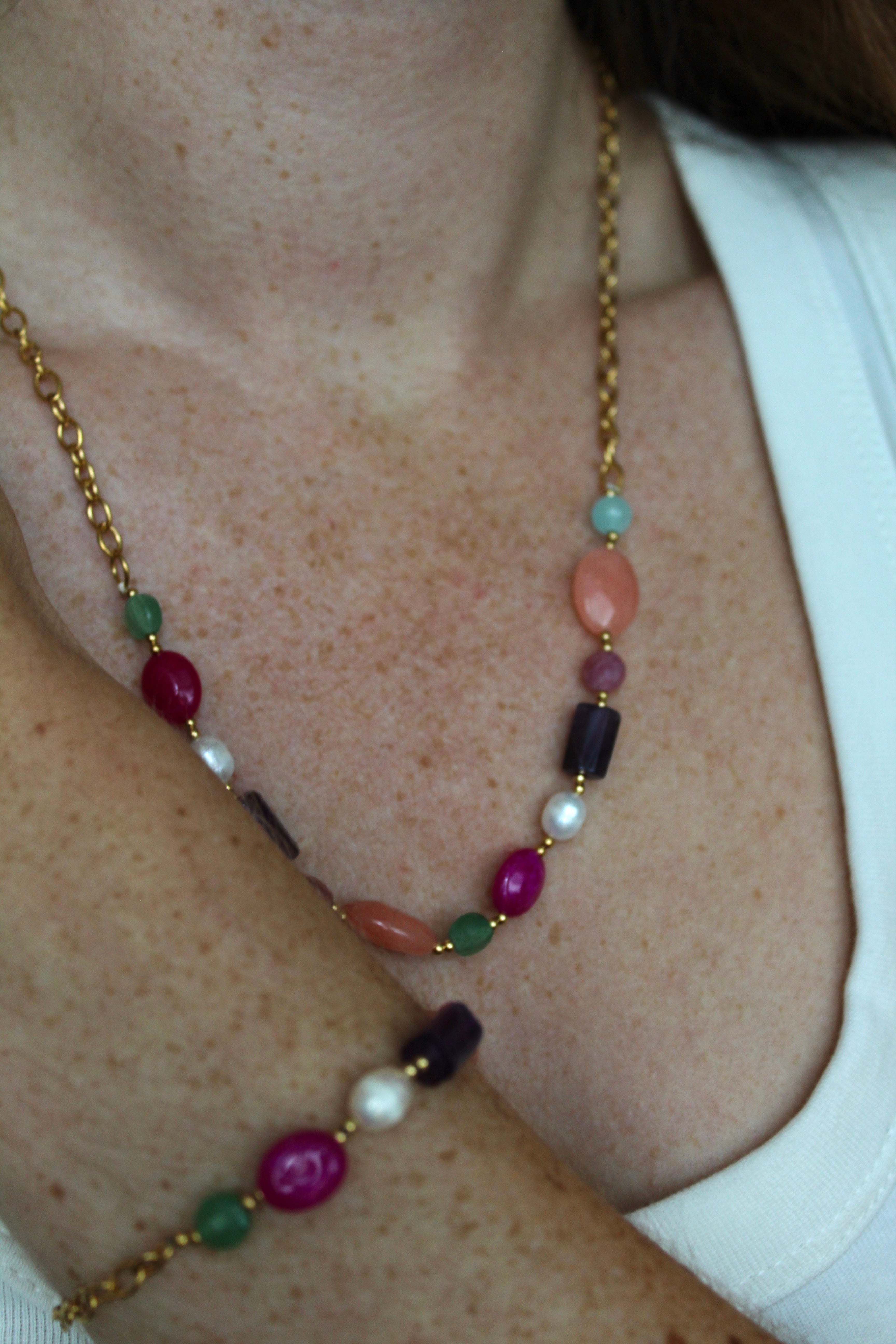 Elodie - Necklace - Natural Stone - Stainless Steel