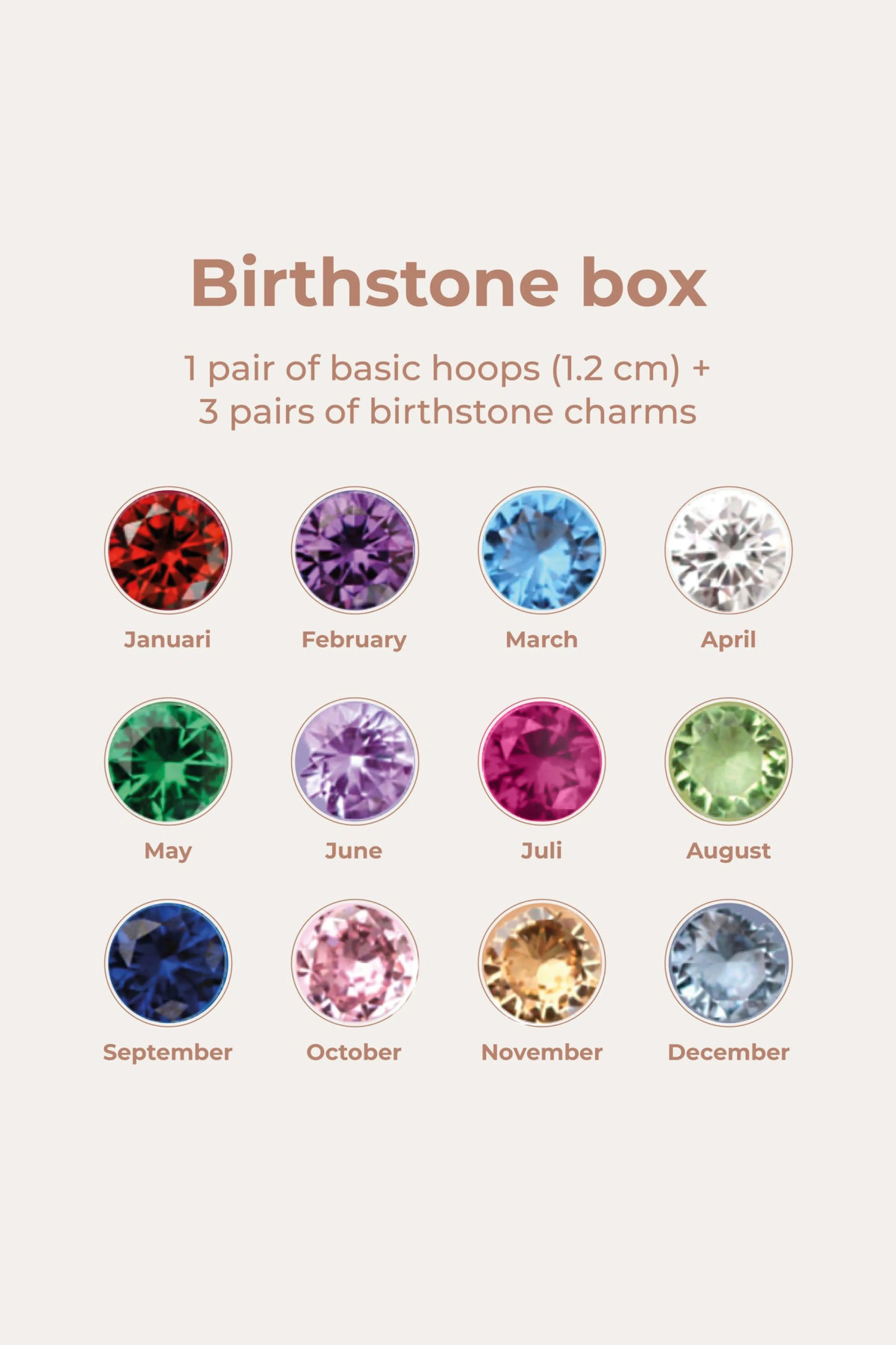 Birthstonebox  - Orecchini – Set – Acciaio inossidabile
