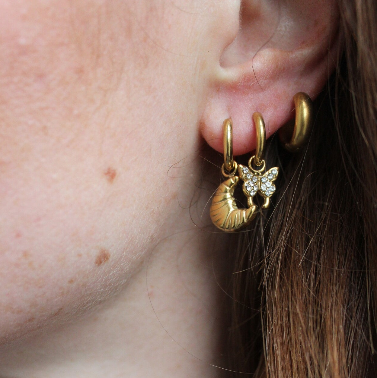 Sparkly Butterfly - Earrings - Stainless Steel