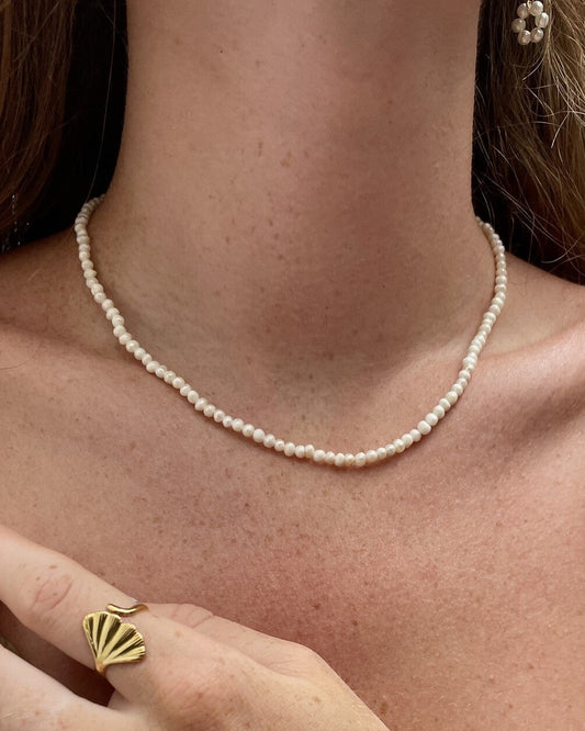 100% Real Fresh Water Pearl  - Collana - Acciaio inossidabile