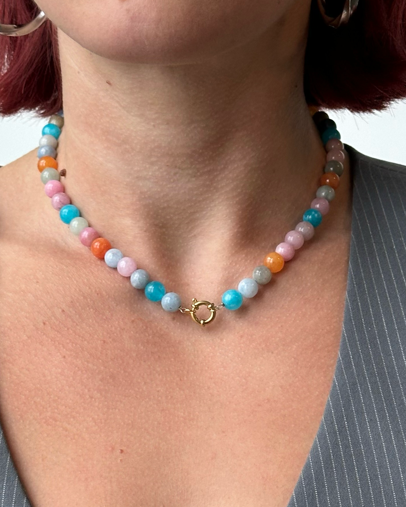 chunky kralen ketting met front clasp sluiting