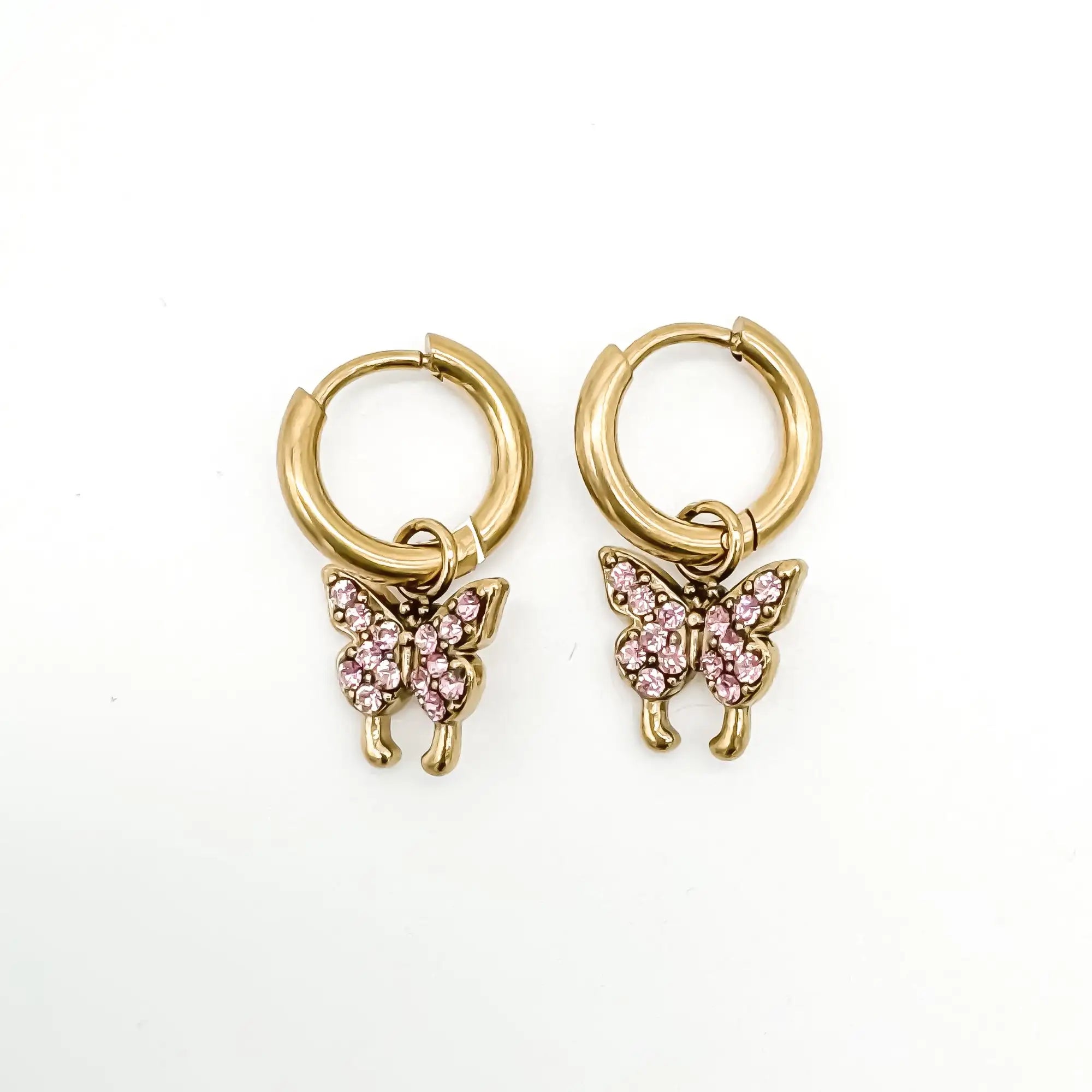 Sparkly Butterfly - Earrings - Stainless Steel