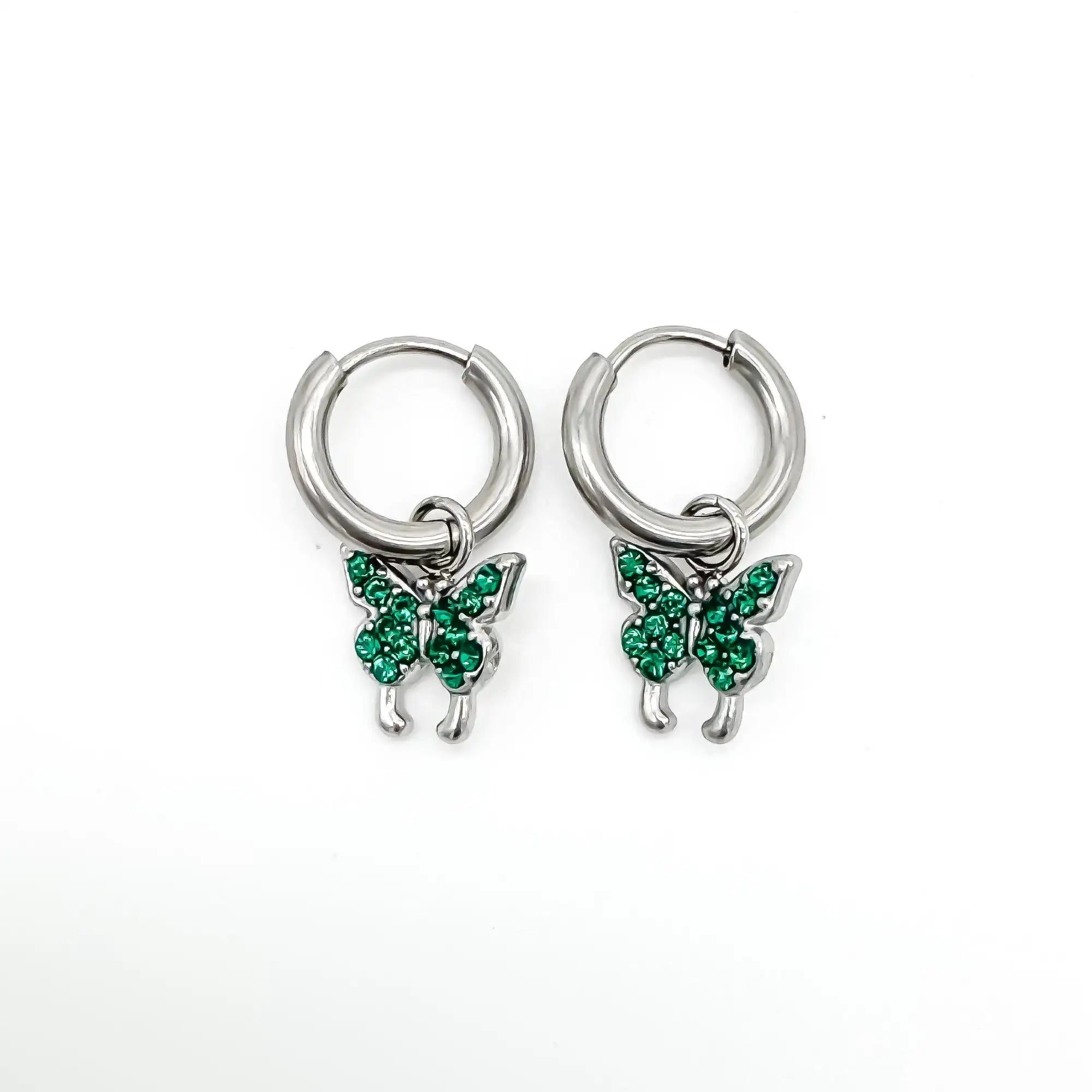 Sparkly Butterfly - Earrings - Stainless Steel