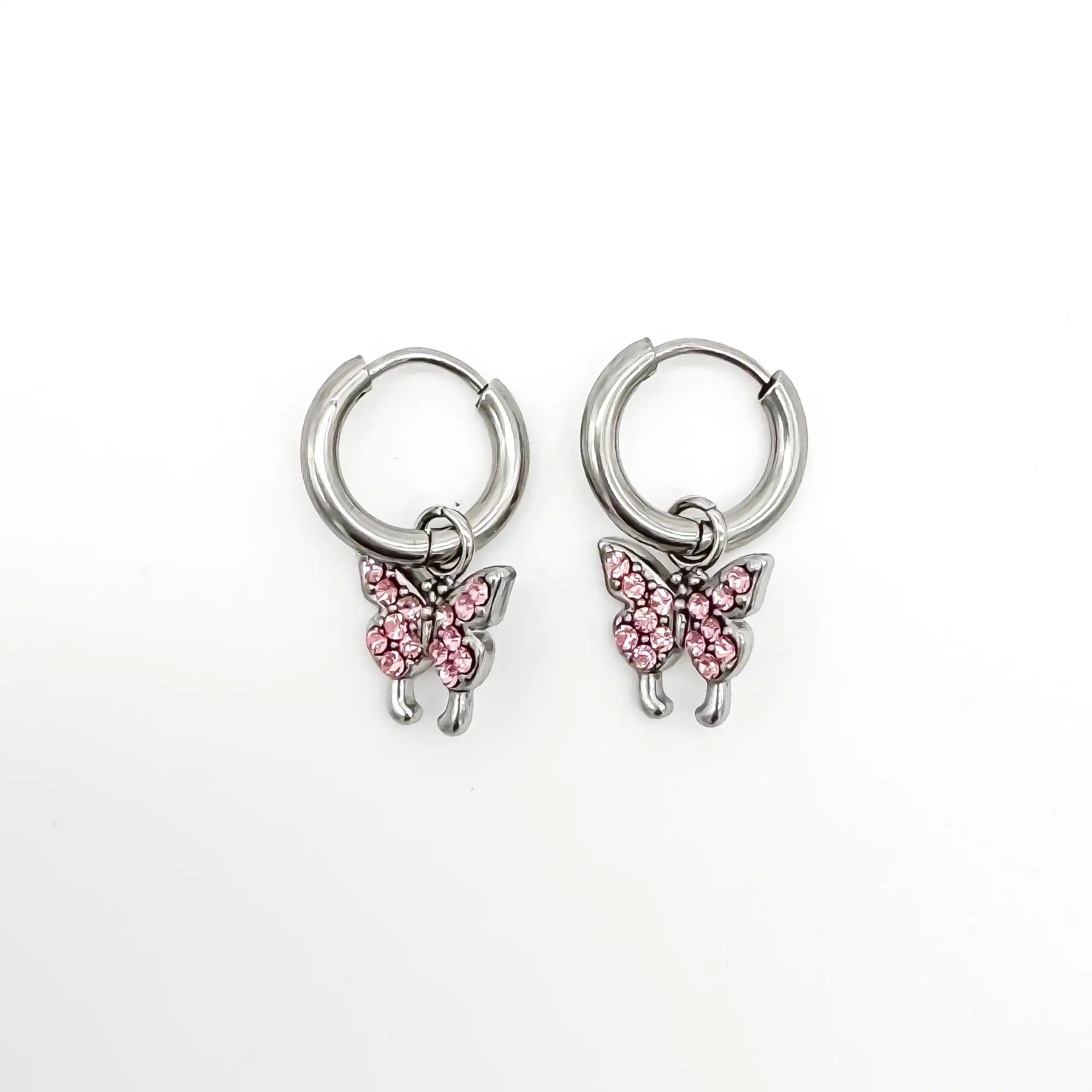 Sparkly Butterfly - Earrings - Stainless Steel