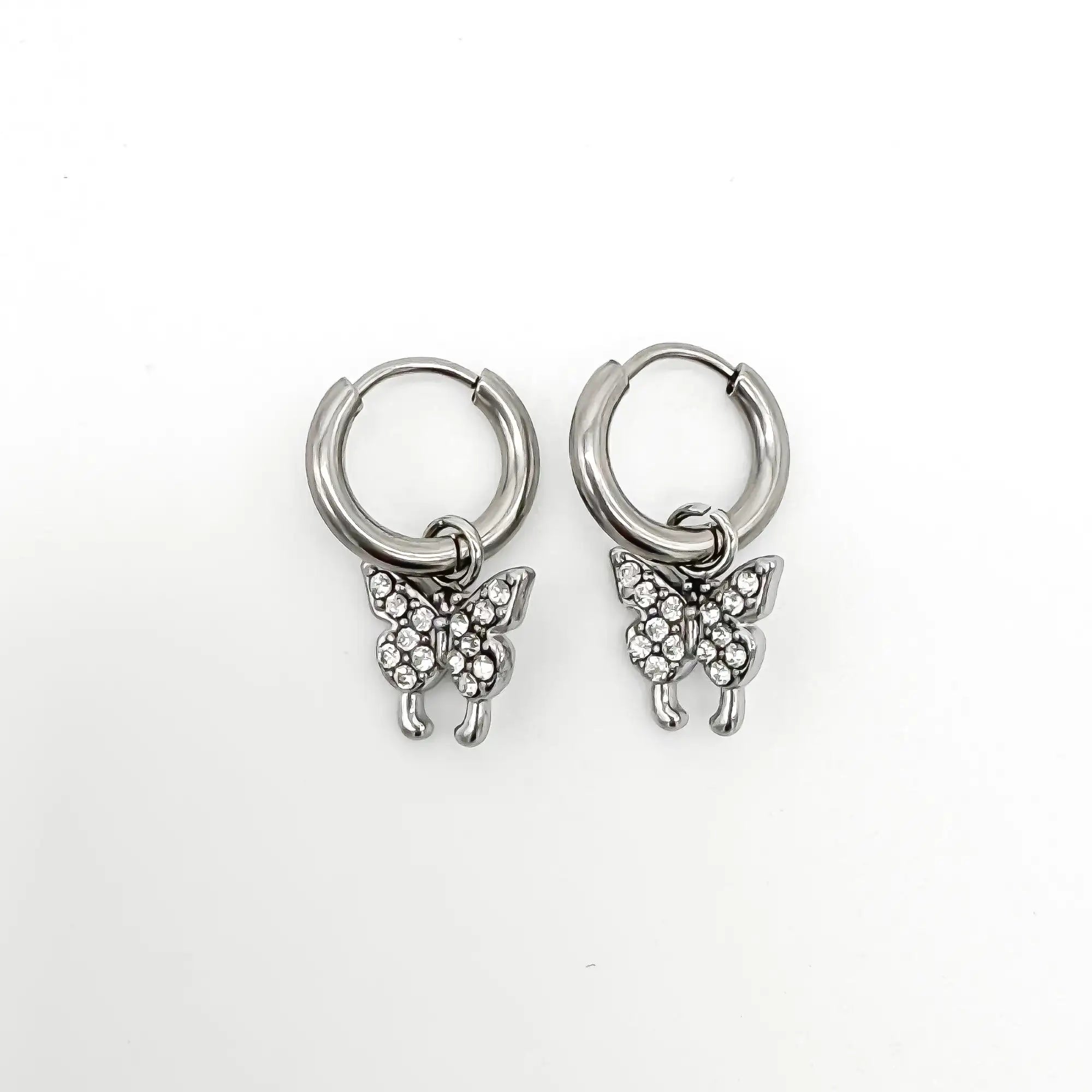 Sparkly Butterfly - Earrings - Stainless Steel