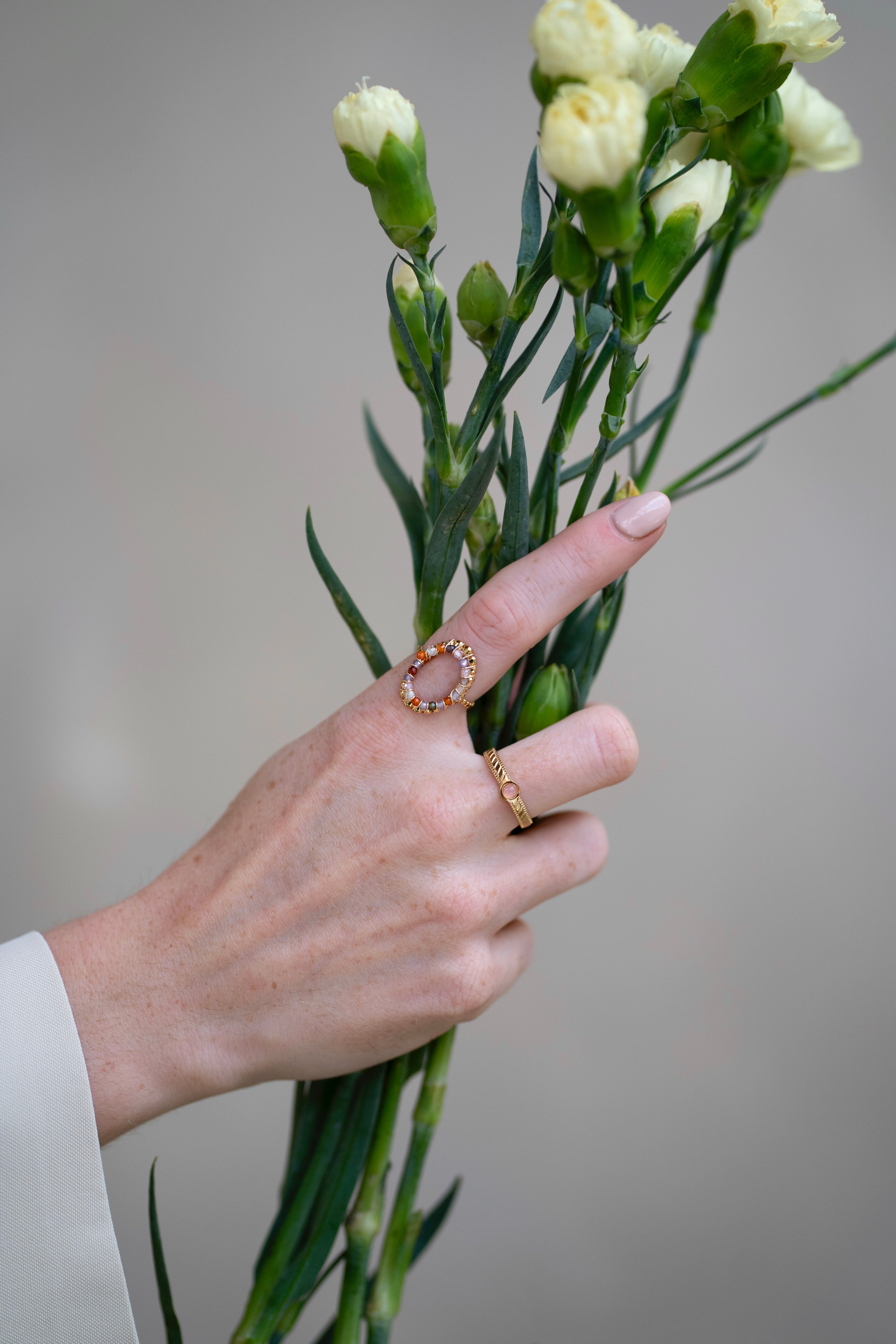 Zosia - Ring - Natural Stone - Stainless Steel - Adjustable